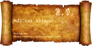 Mátai Vilmos névjegykártya